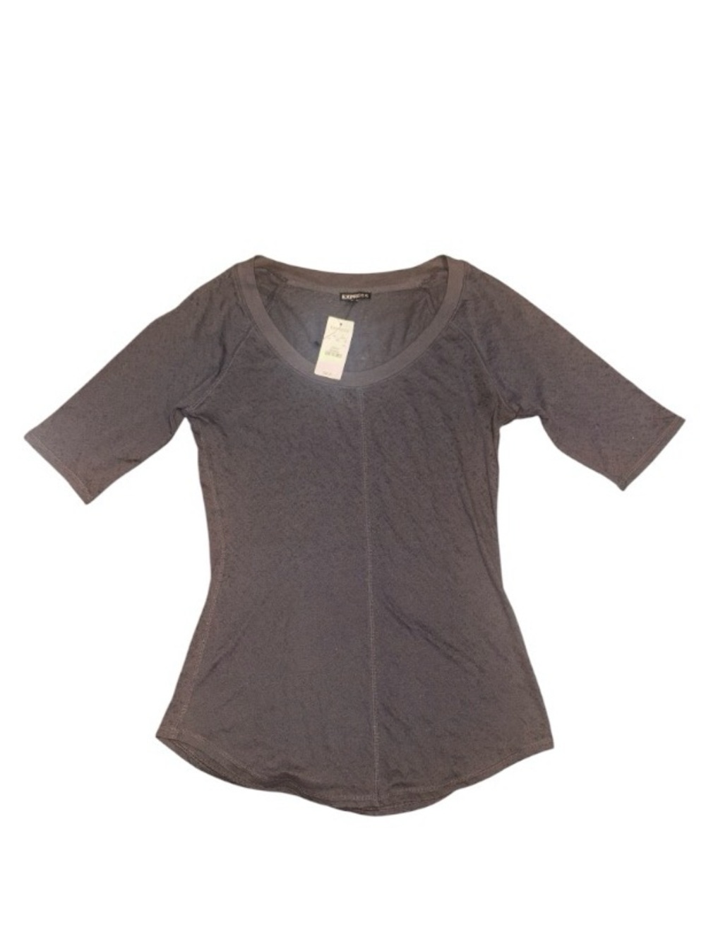 Express Scoop Neck Elbow Sleeve Top - Charcoal Gray NEW!